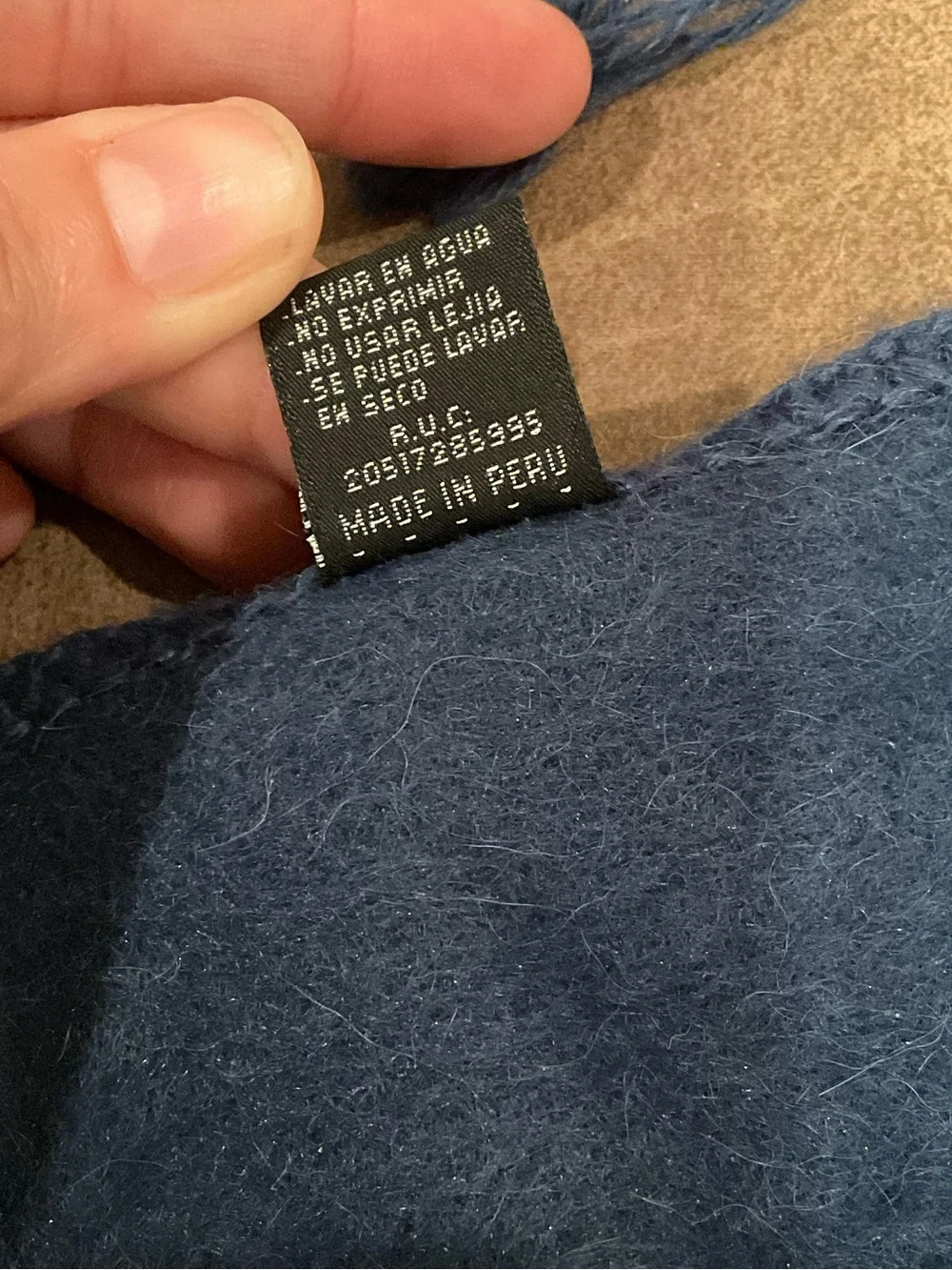 Peruvian Navy Blue Alpaca Scarf